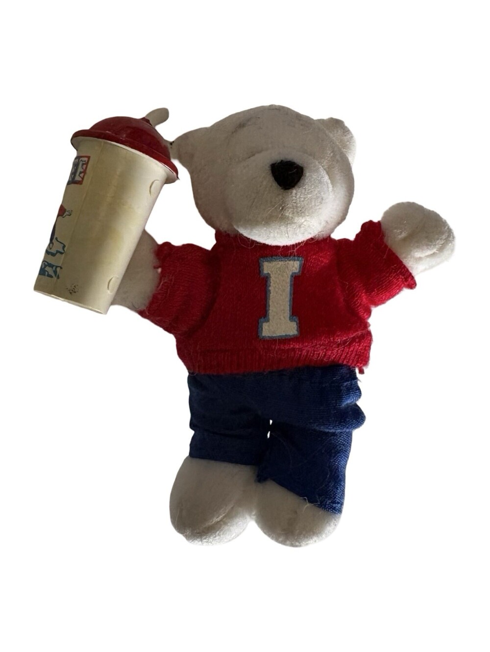 ICEE Bear Advertising Plush with plastic ICEE cup 3”  Y2K